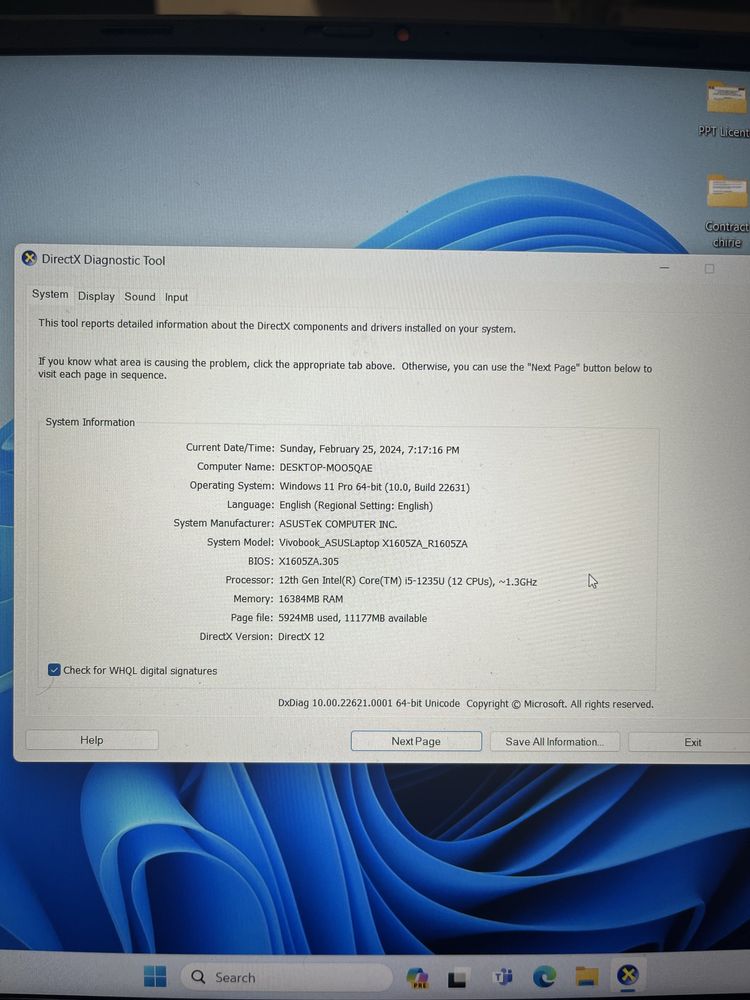 Laptop Asus Vivobook X1605ZA