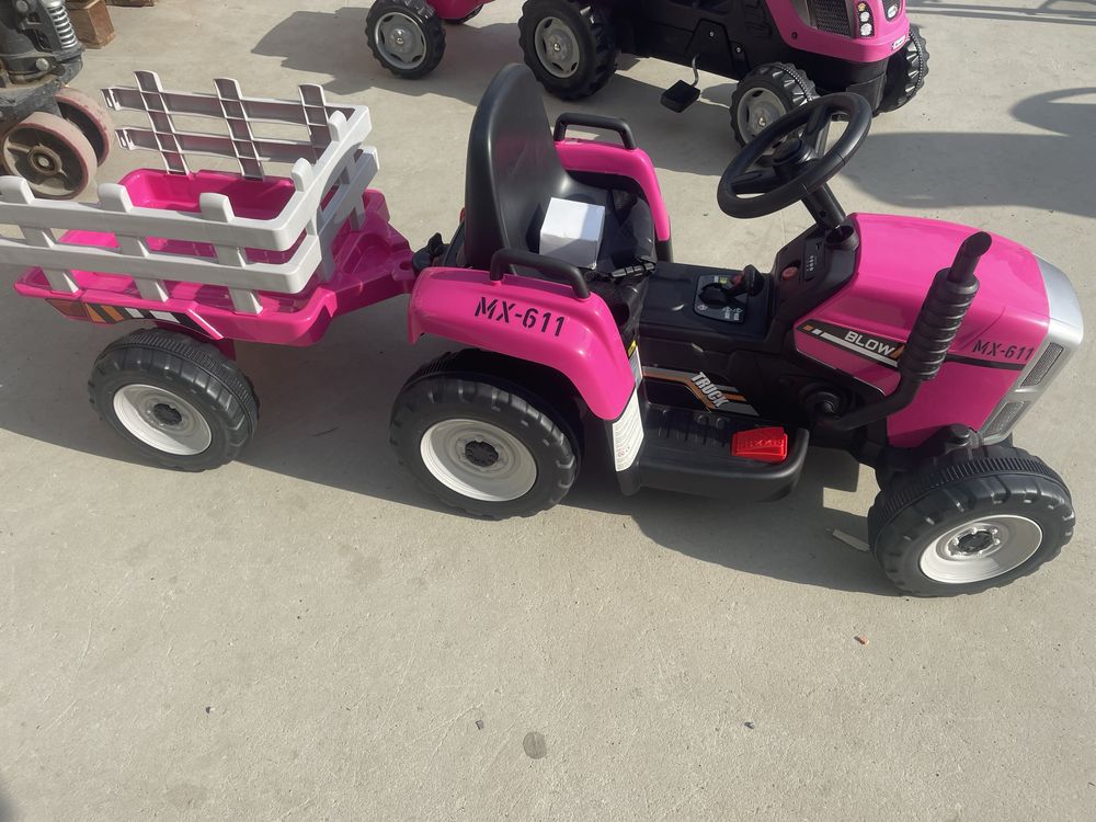 Tractor electric 12V cu remorca Nichiduta Farmer Pink