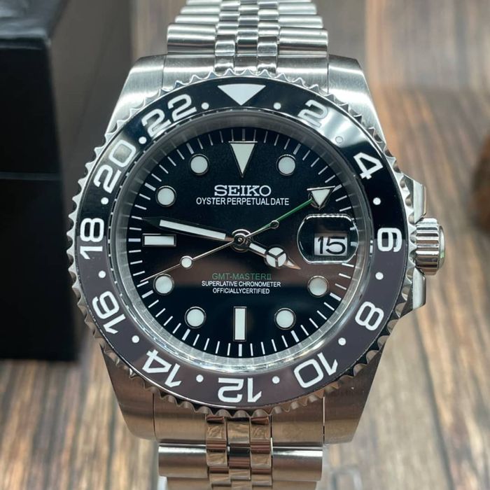 Ceas Seiko GMT Master II Bruce Wayne Negru Gri