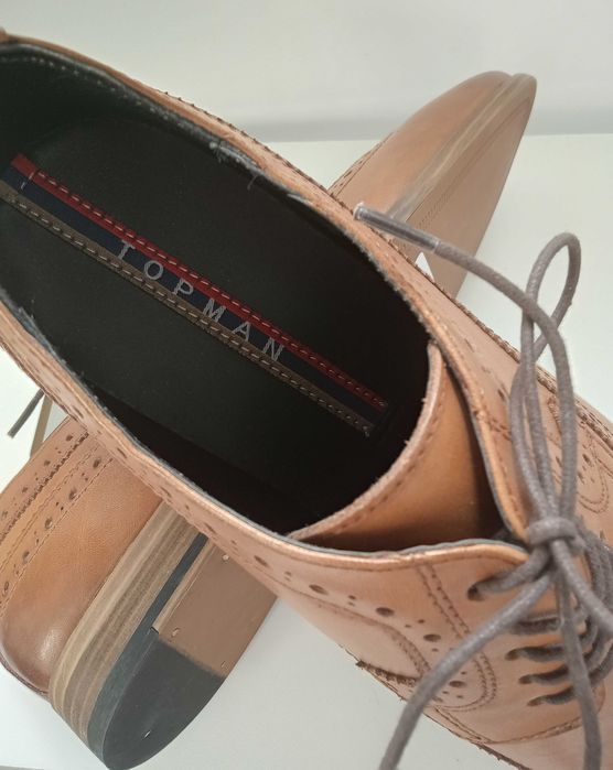 Pantofi derby wingtip premium Topmann 44 piele naturala moale
