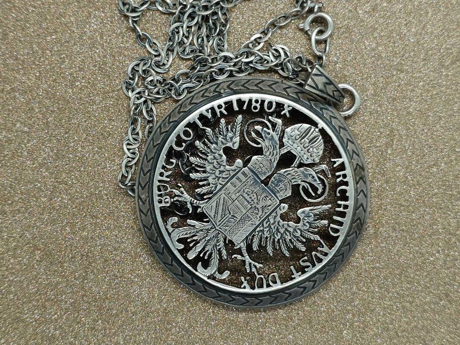 Medalion din taler Maria Theresia traforat + lanț din argint CCP