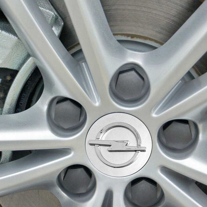 Set 4 Embleme Capace Jante Roti Opel 59mm / 64mm Negru/Gri/Crom
