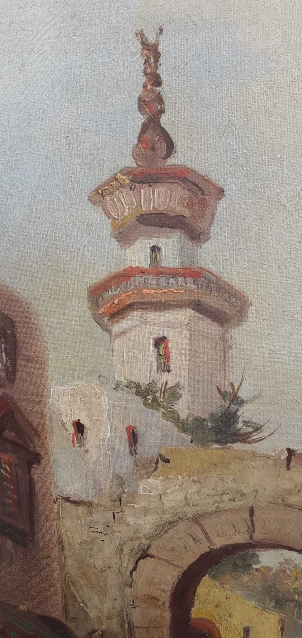 Tablou vechi - bazar oriental - semnat H. Carnier