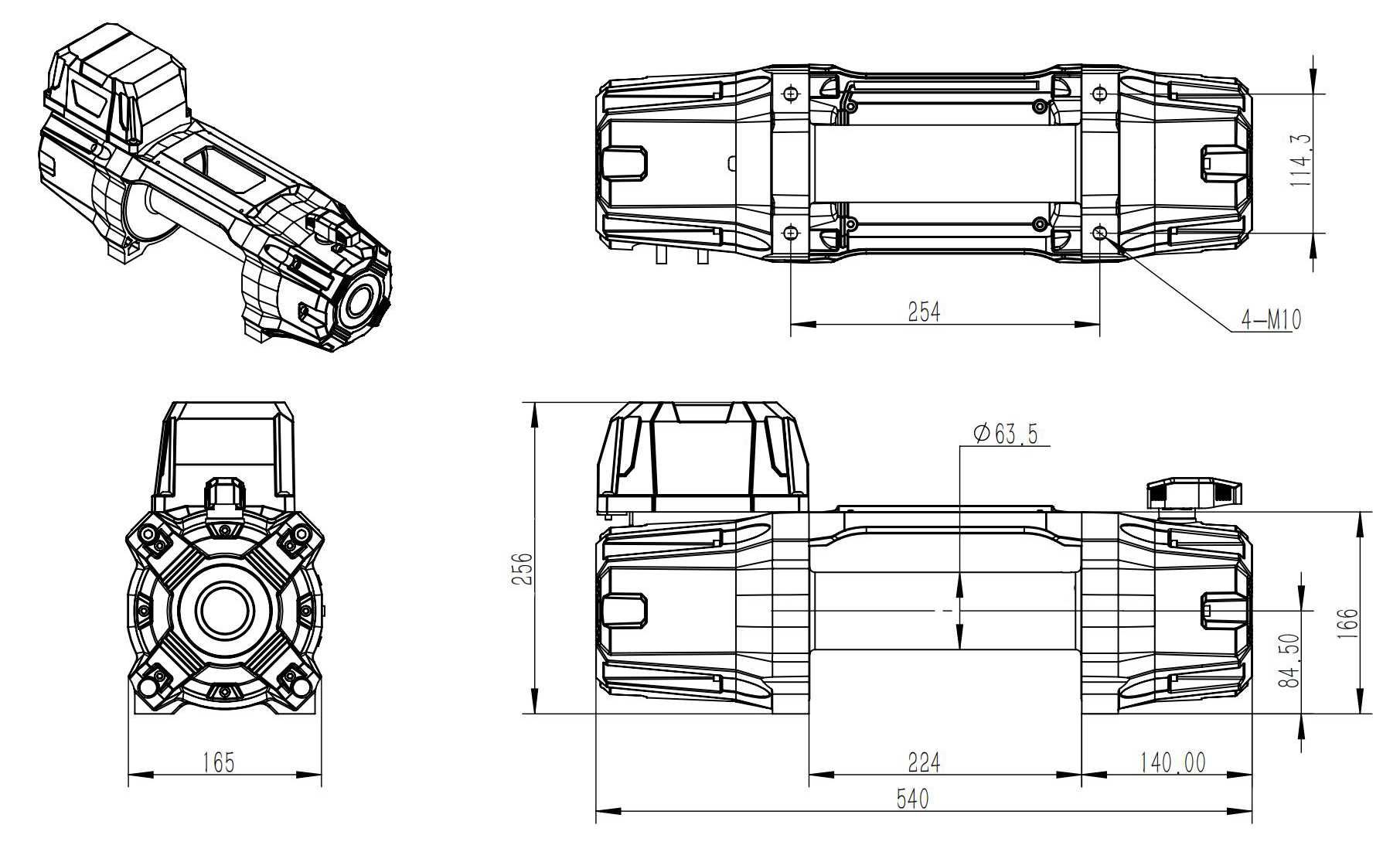 Troliu auto electric Visoli 13000lbs/5909kg cu cablu sintetic W13.0