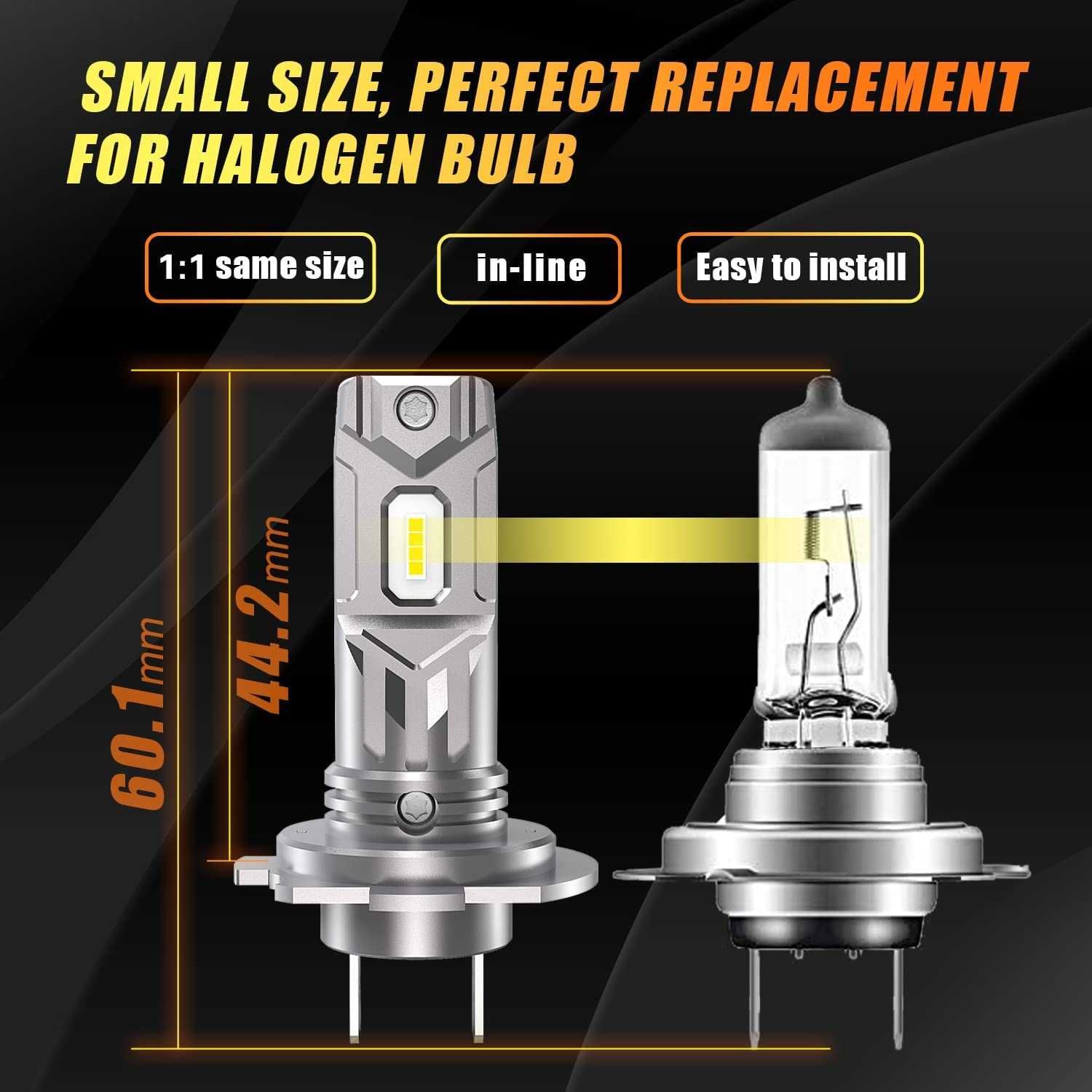 Set 2 becuri H7 LED, 180w/set, 20000LM, 6000K, ventilator, Plug&Play