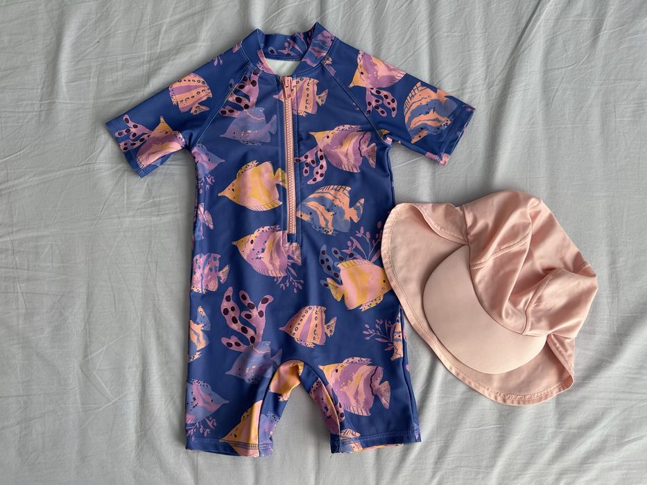 Costume baie intregi + sepci Next, UPF 50+, 98 si 104 cm, 3-4 ani