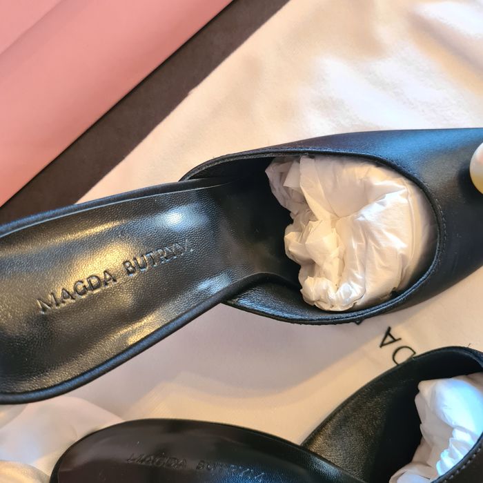 Sandale Magda Butrym - 11 cm/black satin, piele naturala/size 38,39