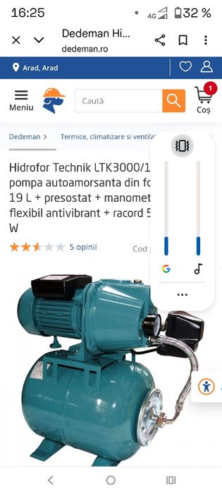 Cînd hidrofor nou cumpărat Dedeman cu 600 lei îl vinde cu 400