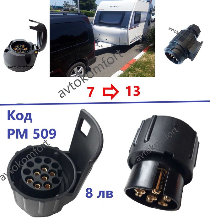 13 към 7 Пина Преходник За Букса За Ремарке Колесар Платформа