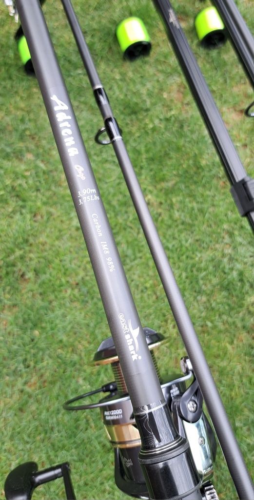Set Pescuit,3 Lansete 3,90m,3,75 LBS+3 Mulinete 12.000+Rod Pod+Senzori