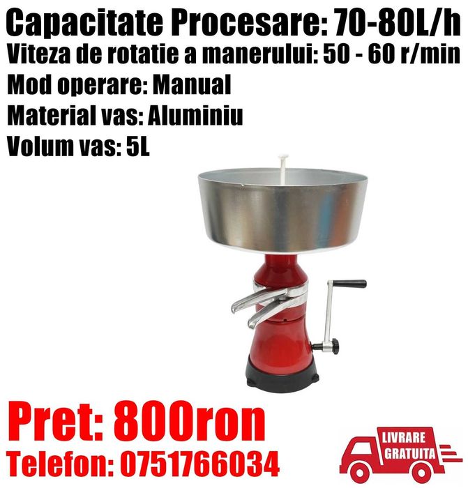 Separator Smantana Aparat Degresat Lapte Manual Rezervor 5L + LIvGr BC