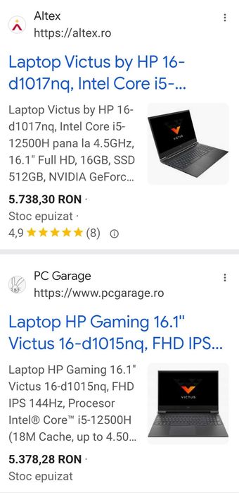 Laptop Gaming HP Victus 16-d1017nq  i5-12500H Impecabil