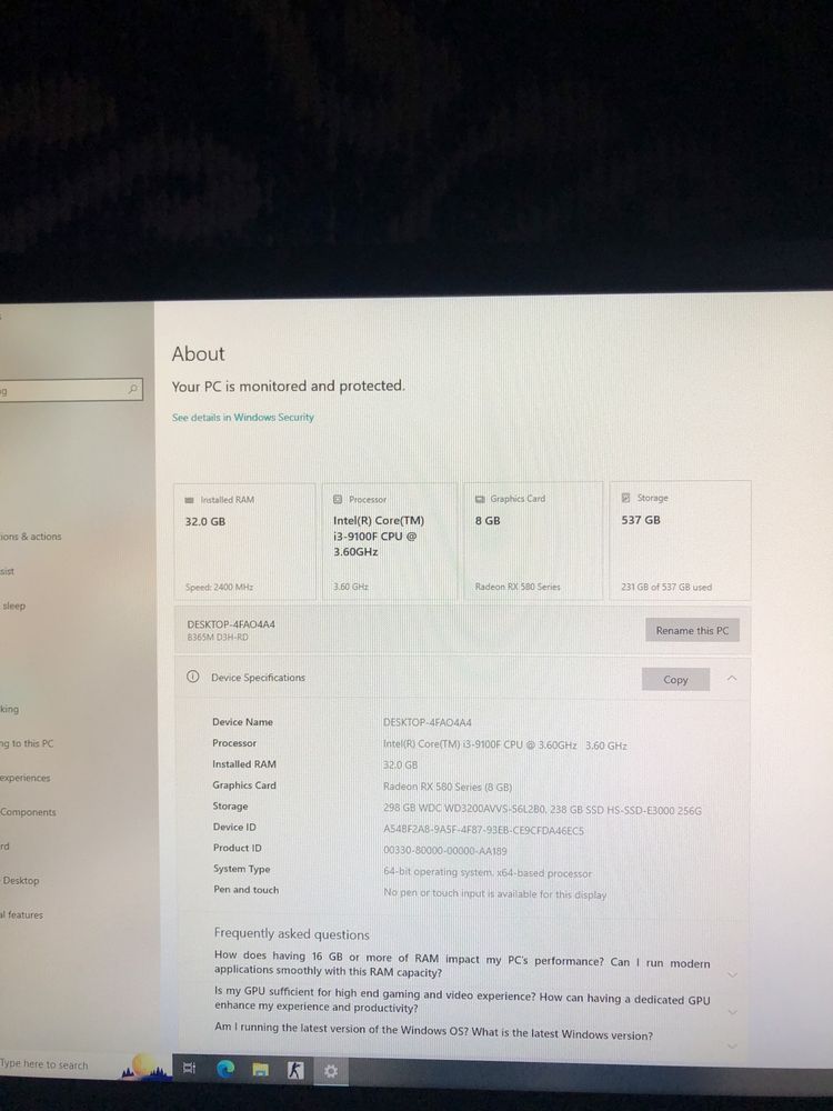Pc sotiladi i3 256 ssd 256 hdd 32 gb ram