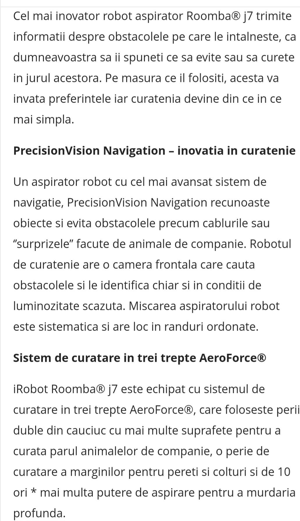 Ultima generatie de robot ROOMBA  J7