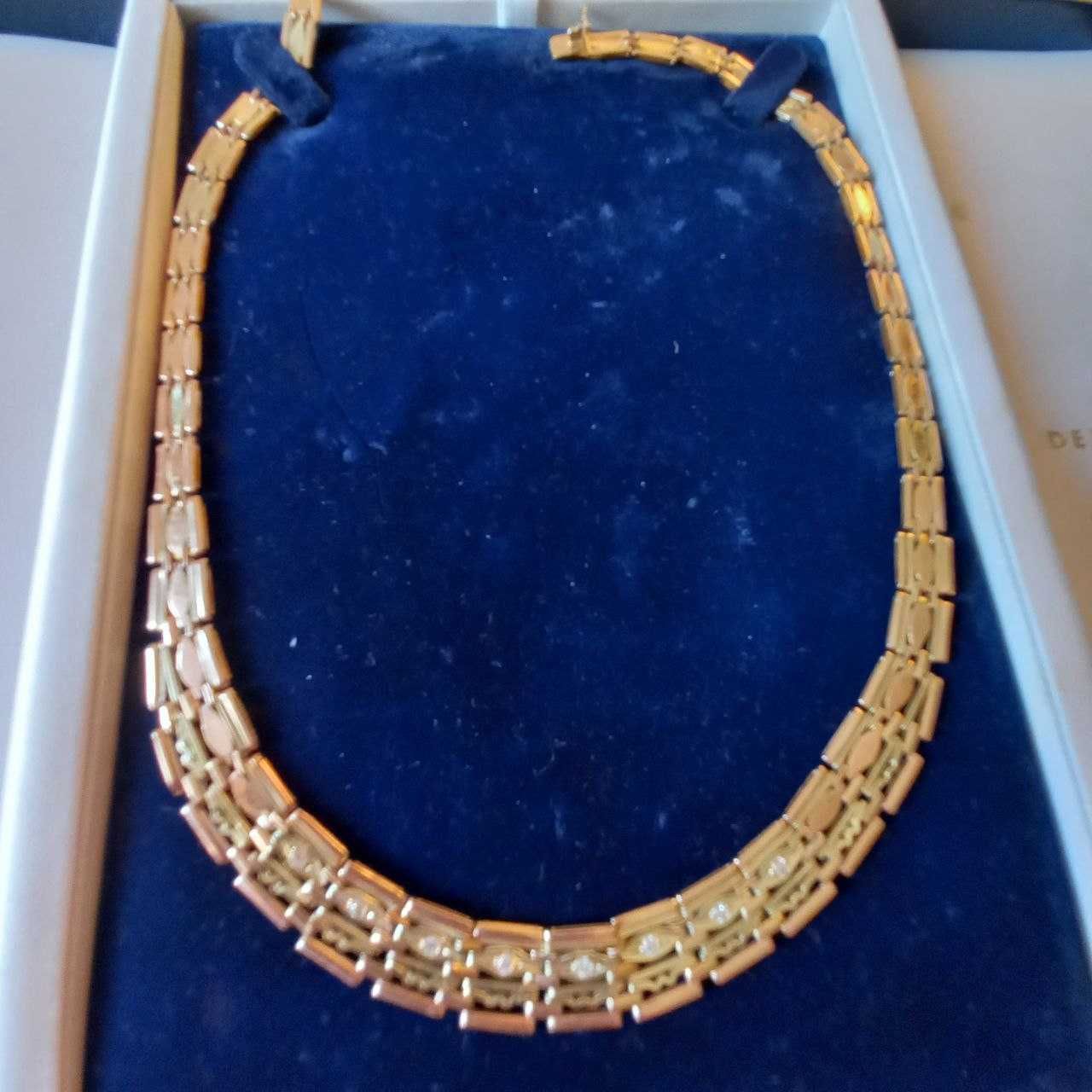 Цепь-колье женское массивное "Клеопатра" из комбинированного золота