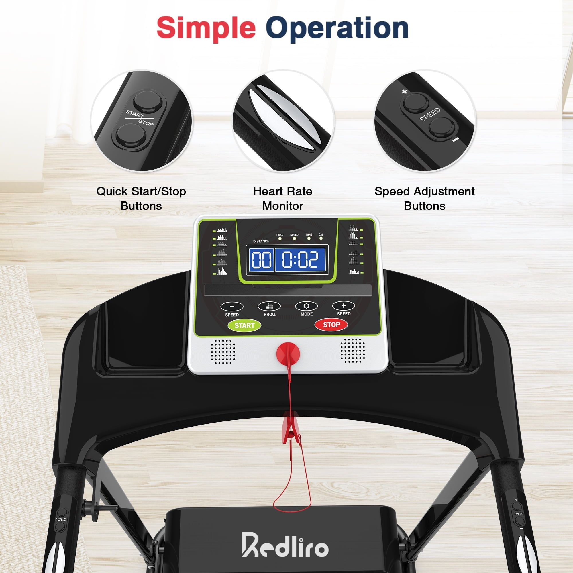 Banda de alergare Redliro cu monitor de ritm cardiac