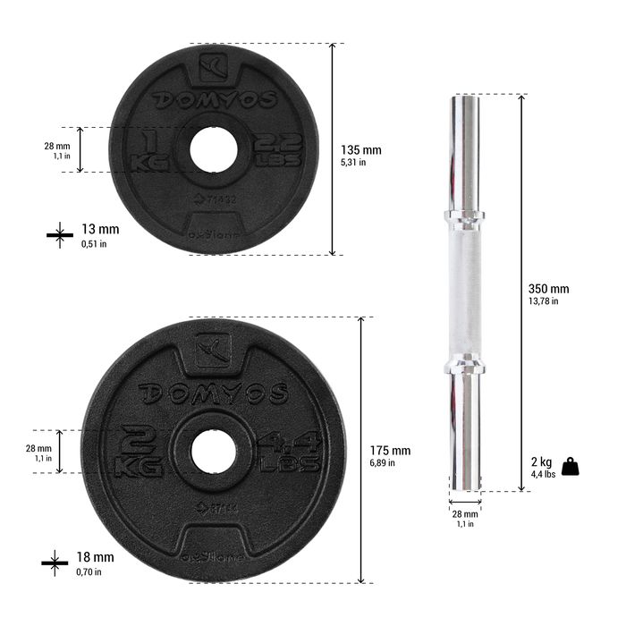 Set 1 ganteră bodybuilding 10 kg - No - produs resigilat Decathlon