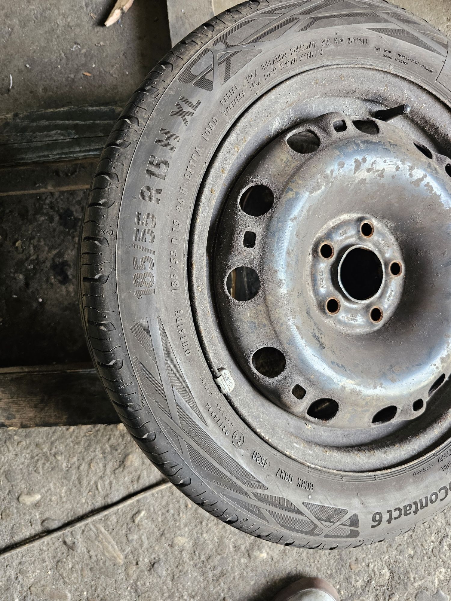 4 jante 5x100 cu anvelope vara 185 55 15 Continental