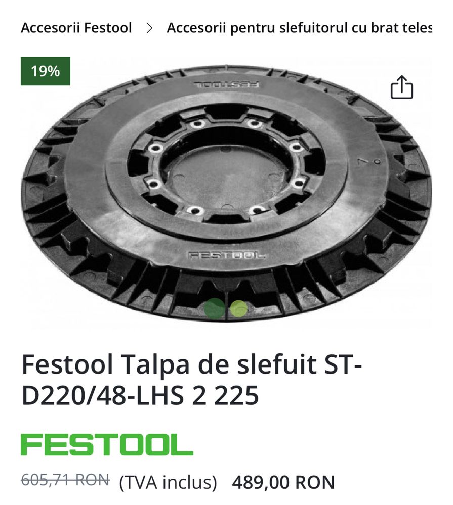 Festool ST-D220/48-LHS 2 225 - Talpa de slefuit