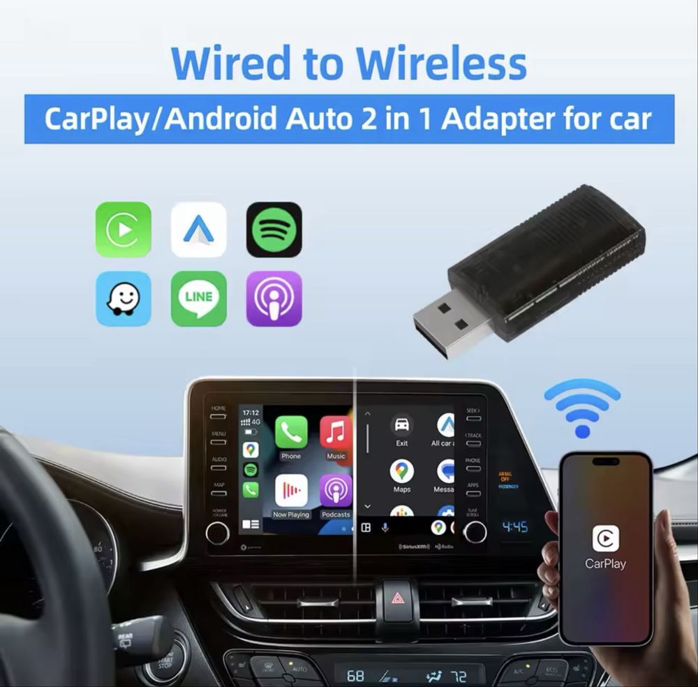 Wireless/безжичен Car adapter 2 в 1/CarPlay/Android Auto/АндроидАуто