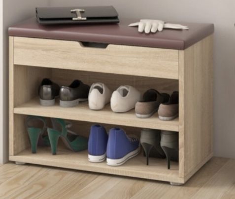 Обувная полка, с двумя полками и ящиком для обувных ложек, щёток и др.