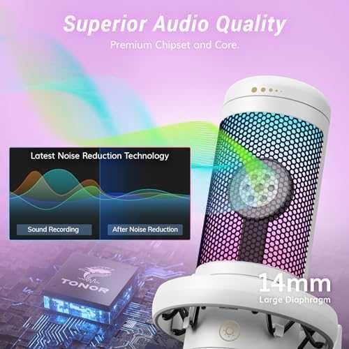 Нов Геймърски USB Микрофон TONOR TC310 с Регулируемо RGB Осветление