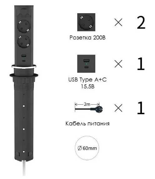 STVA настольный встраиваемый розеточный блок для розетки, USB, Type C