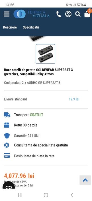 GoldenEar Supersat 3 boxe Dolby Atmos sau Surround