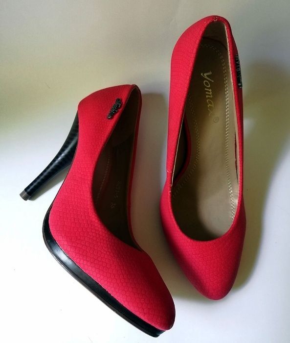 pantofi rosii - marimea 36, toc 10 cm