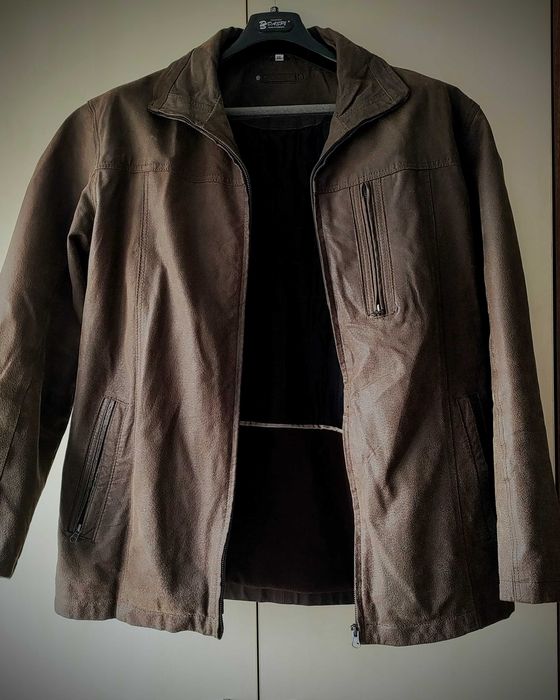 Geacă din Piele Întoarsă pentru Bărbați