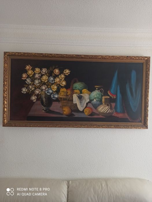 Tablou pictat pe pinza foarte vechi