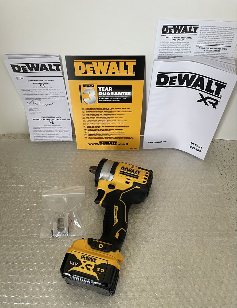 DeWALT DCF 901 XR. 12V. Impact cu Patrat 1/2, + 1X5 AH, Original Nou !