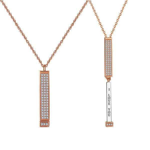 Kолие с гравиран надпис "I LOVE YOU", с покритие от розово злато