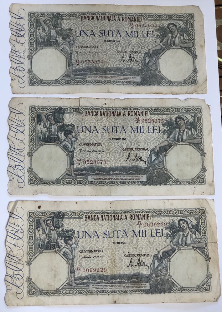 Bancnota 100000 lei 20 Decembrie 1946 și 28 mai 1946
