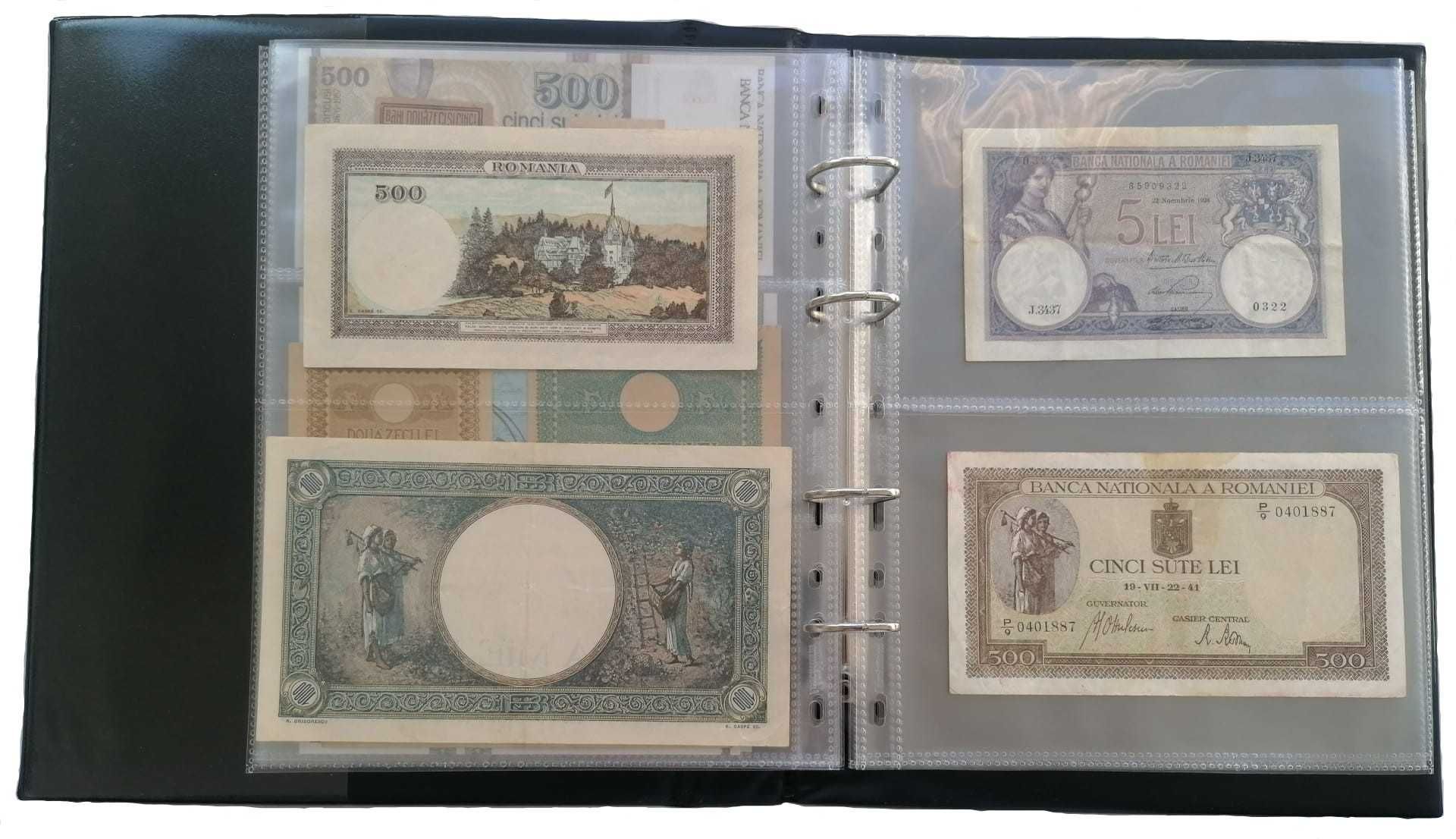 Album pentru bancnote prevazut cu 20 folii si 55 compartimente stocare