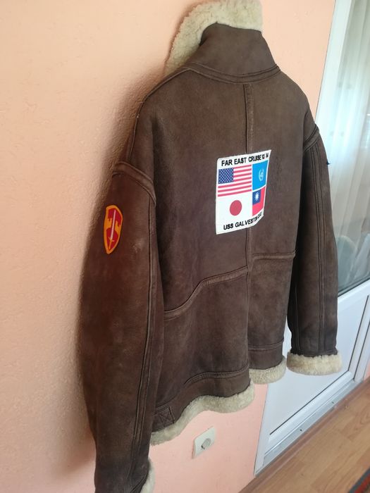 Geaca piele bărbați blana Aviator Raker Xl