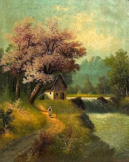 SUPERB! Tablou f vechi, SEC XIX 70x55cm+R ulei/panza semnat datat 1882