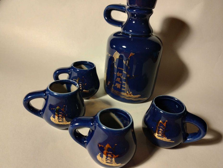 Мини сервиз - кобалт - злато