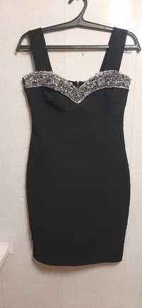 Черное короткое мини платье М ка (44)