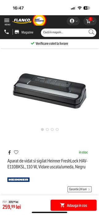 Aparat de vidat alimente folosit o data