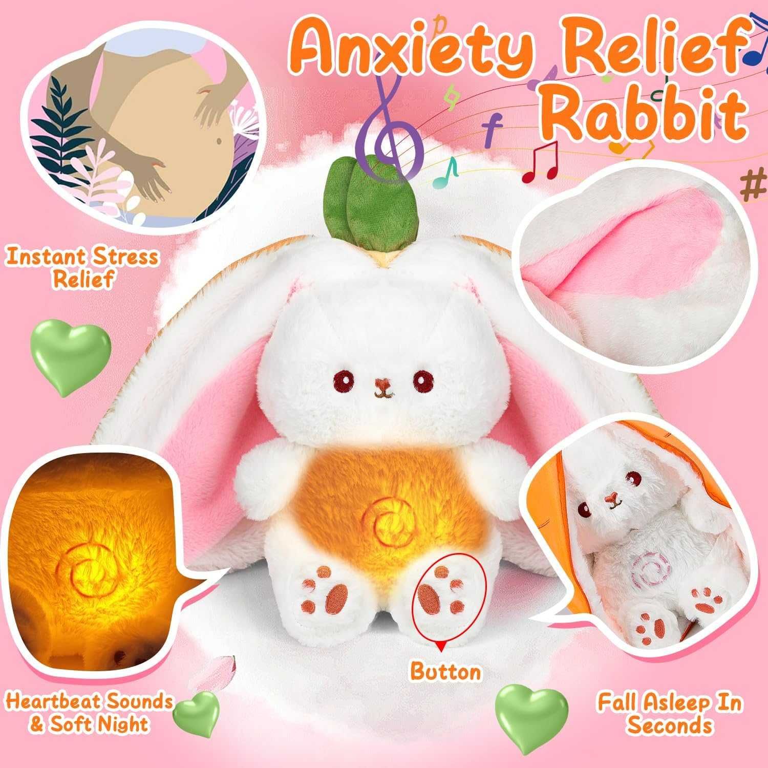 Дишаща плюшена играчка Зайче, Плюшена играчка за сън Заек