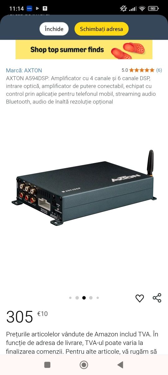 Amplificator cu 4 canale și 6 canale DSP, intrare optică, amplificator