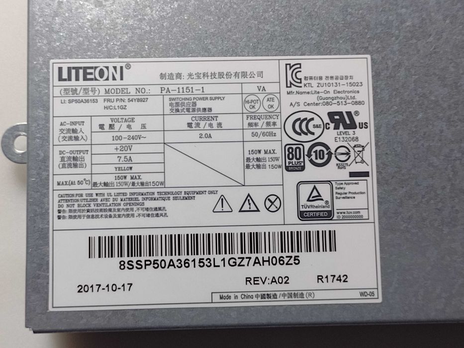 Sursă alimentare LiteOn Lenovo ThinkCentre M900z 150W PA-1151-1