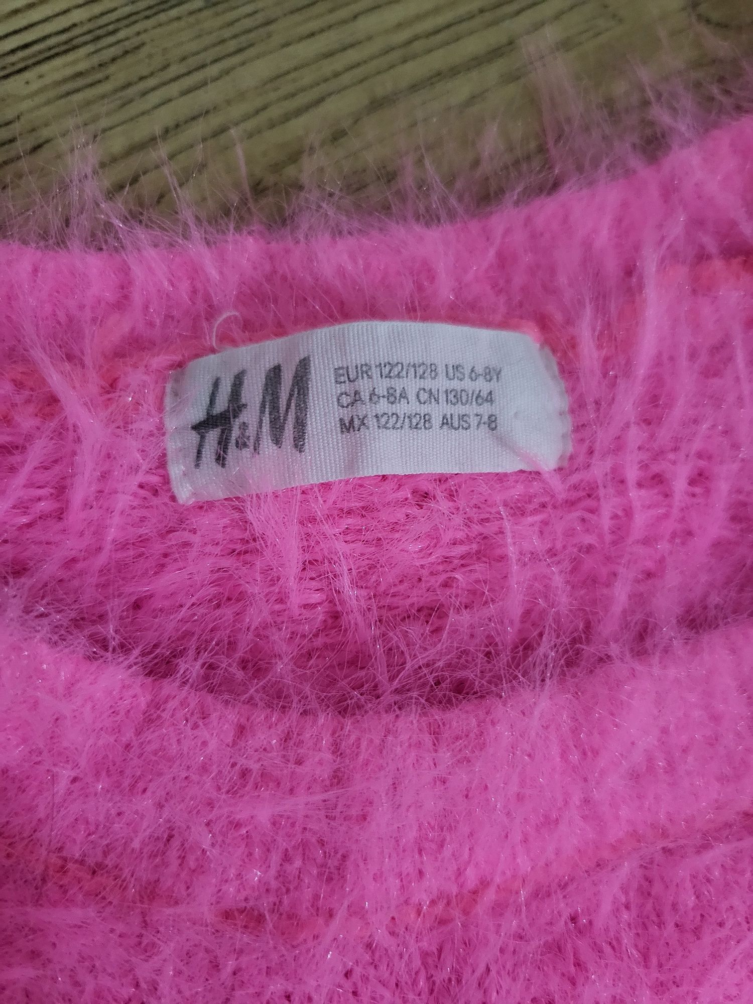Pulover H&M 6-8 ani 122-128 roz neon