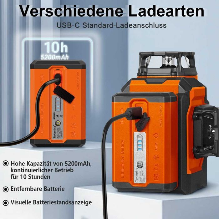 TakamineTech 3D зелен лазерен нивелир 12 линии с дистанционно