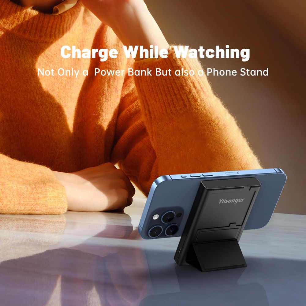 Yiisonger Magnetic Powerbank 10000mAh/стойка/USB-C/LED дисплей/22.5WPD