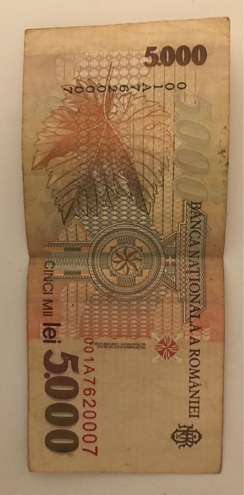 Vând bancnota 5000 lei din 1998