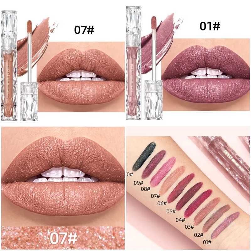 Червило Мат с Блестящи частици QIBEST Pearly Stay up Sequin Lipstick