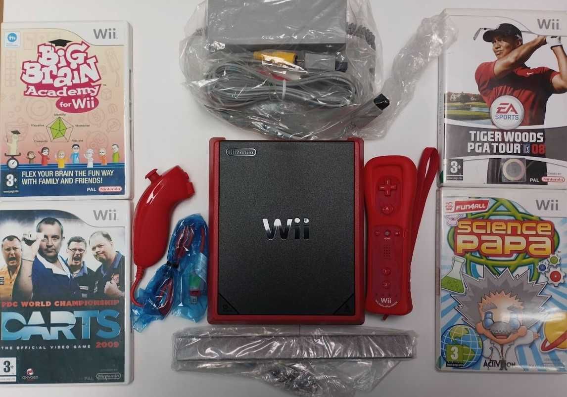 Nintendo Wii Mini Игрова Конзола + 4 Оригинални Игри с Гаранция