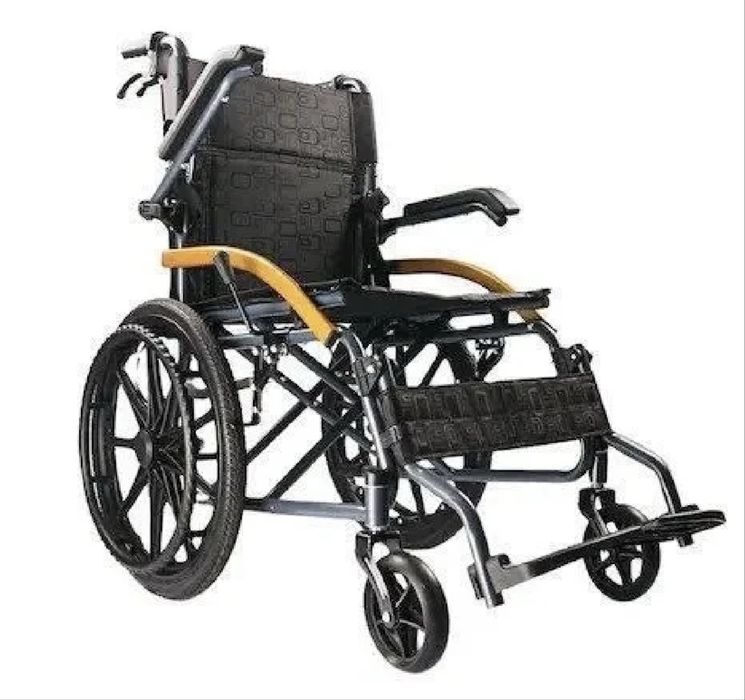 Scaun cu rotile din otel, pliabil, sezut 45 cm